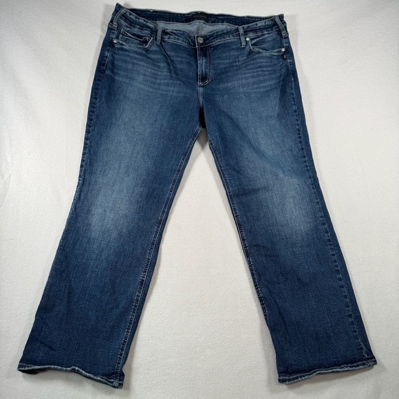 Silver Jeans Womens 24x31 Blue Elyse Slim Boot High Rise Dark Wash Plus Size - Picture 1 of 11